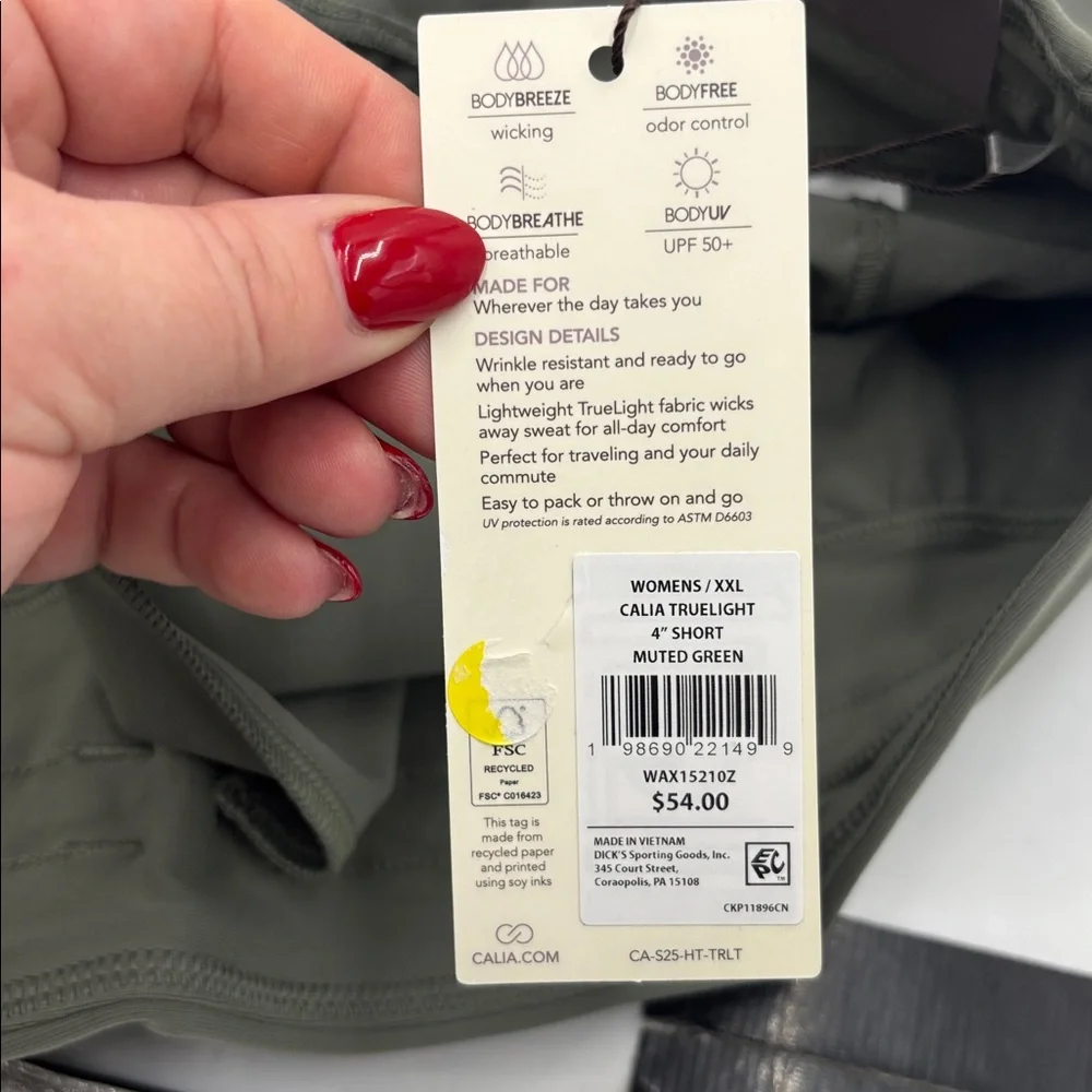 CALIA Effortless Truelight 4” Shorts in Muted Green - Picture 6 of 7